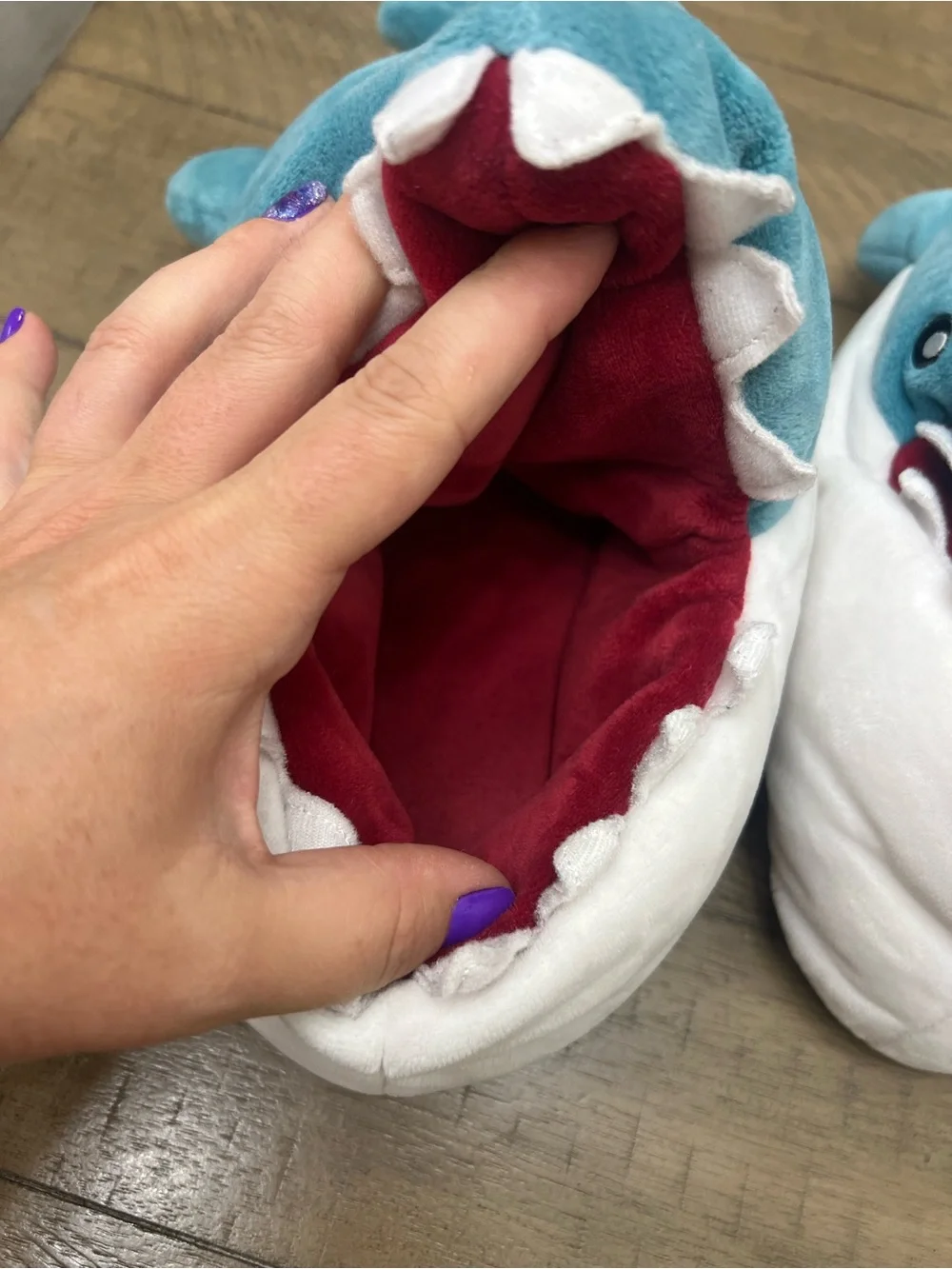 Plush Shark Slippers for Kids - Blue & White
